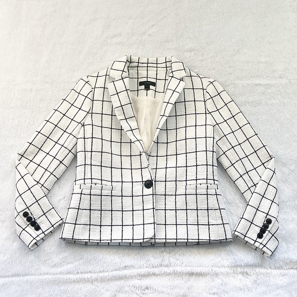 White and Black Windowpane J. Crew Blazer - Picture 1 of 9